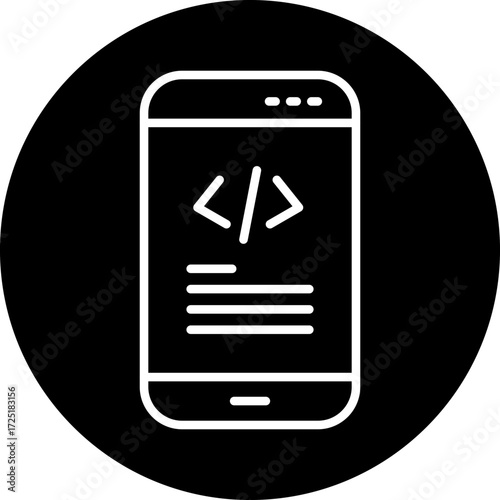 Mobile Coding Line Icon Style