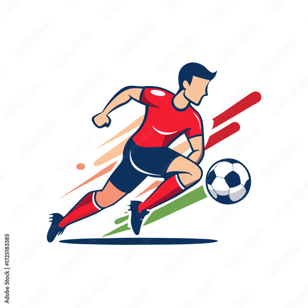 Obraz premium Energetic soccer player dribbling the ball with speed