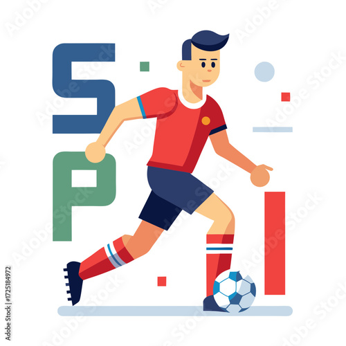 Flat design soccer player dribbling a ball with style