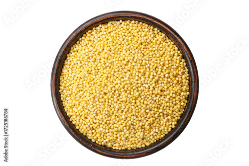 millet cereal in a plate on a white background