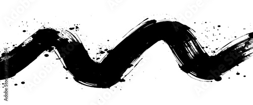Vector Hand Painted Black Paintbrush Stroke with Ink Splatters