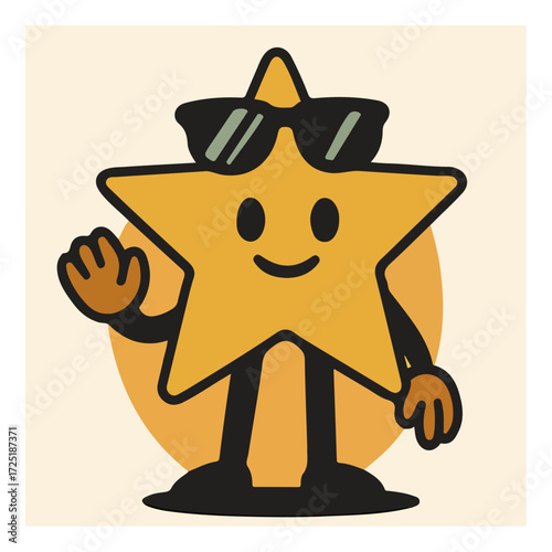 Star with Sunglasses Mascot — Celebrity, Award, Favorite, Cool Icon Vector