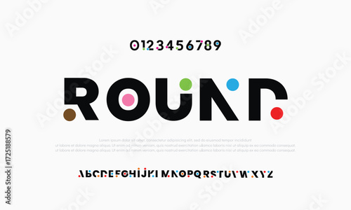 Modern bold font creative color alphabet fonts.  Minimal technology typography, Creative urban sport fashion futuristic font and with numbers. vector illustratio