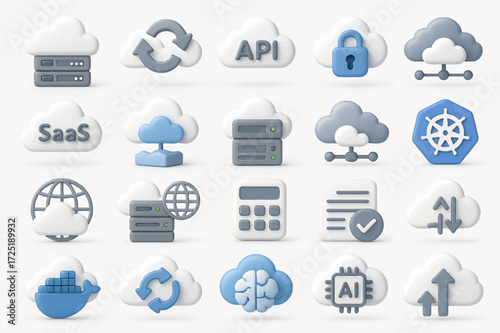 Cloud Computing and SaaS Icons 3D Render Pack for Websites and Presentations