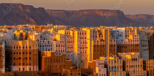 Old Walled City of Shibam, known for its mudbrick-made high-rise buildings, a world heritage site in Yemen