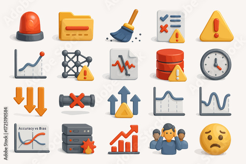 3D System Error Icons Alert, Warning, and Network Issues Pack