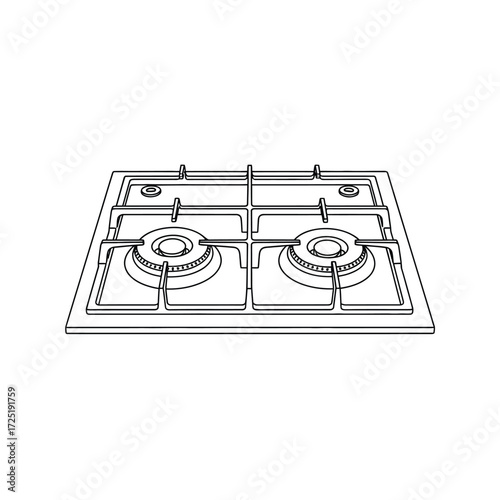 Line art vector icon of a four-burner gas stove cooktop