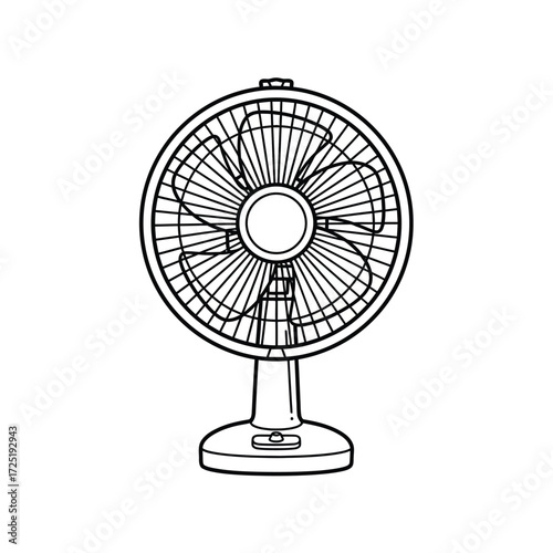 Line Art Illustration of a Vintage Tabletop Fan