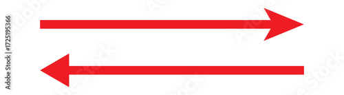 This is an illustration of an arrow going in both directions (red double arrow).EPS10