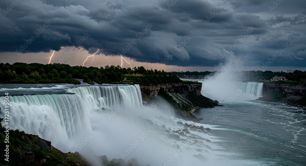 Fototapeta premium Niagara falls during a stormy evening