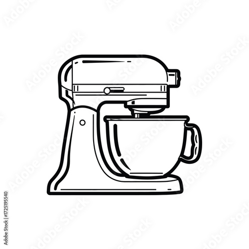 A Stand Mixer Illustration with a Mixing Bowl