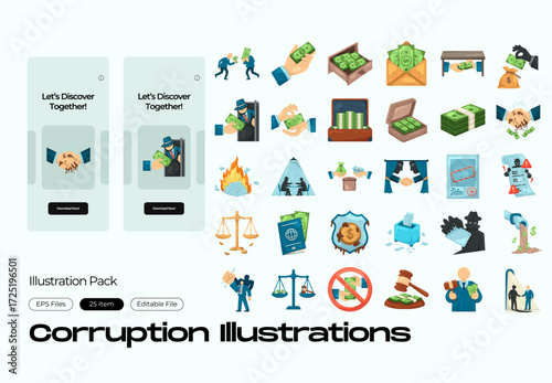 Corruption Illustration Set : Power, Greed, and Deceit