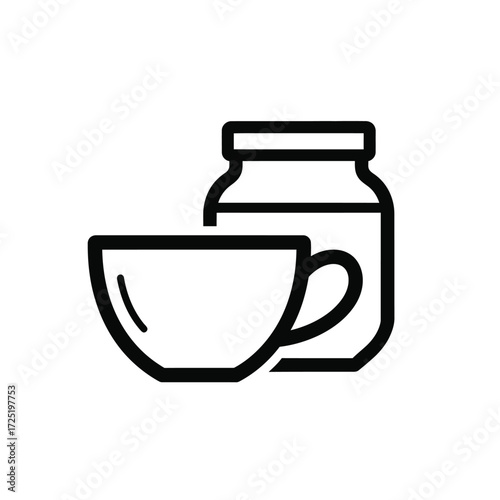 Coffee And Tea Cup With Jar Icon