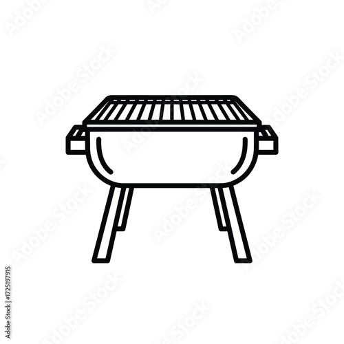 Outline Illustration of a Simple Charcoal Barbecue Grill
