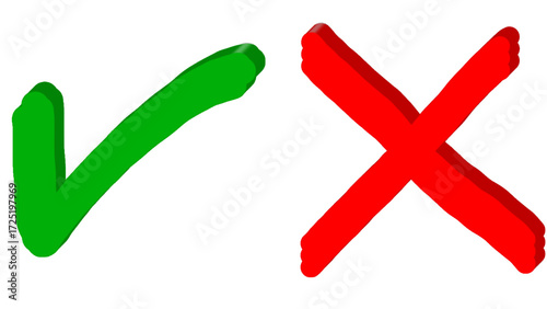 Green Checkmark and Red Cross Symbols Vector