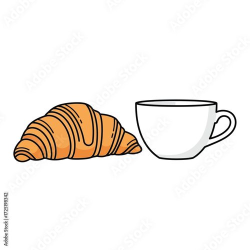 Croissant and Coffee A Delightful Morning Breakfast Duo