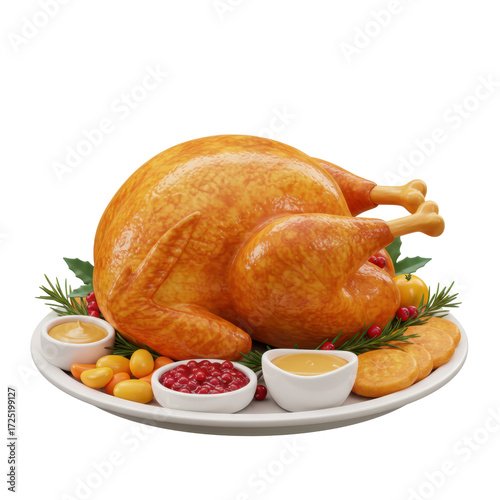 Roasted turkey with gravy and sides festive thanksgiving dish