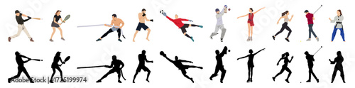 people doing different sports activity with silhouette