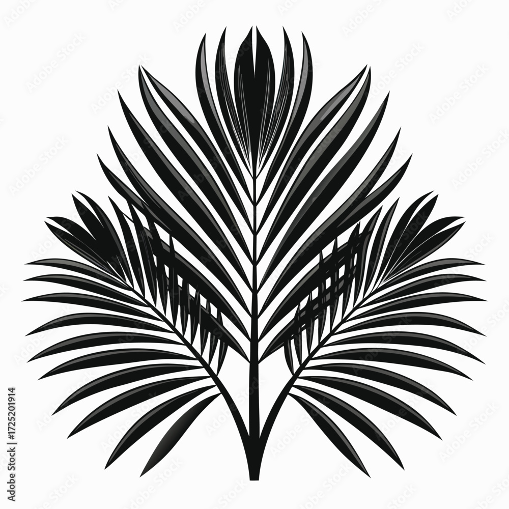 Naklejka premium Minimalist Black Palm Leaf Silhouette Vector Illustration