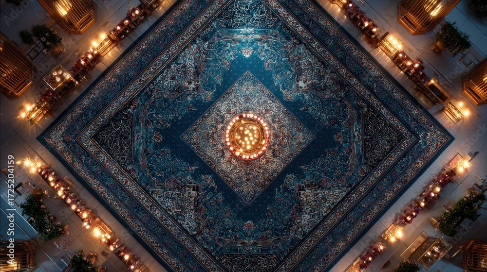 Obraz premium Majestic aerial view intricate patterns, illuminating ornate carpet design