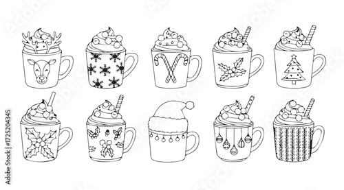Vector art of christmas cocoa mugs