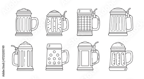 Vector art of set of beer mugs