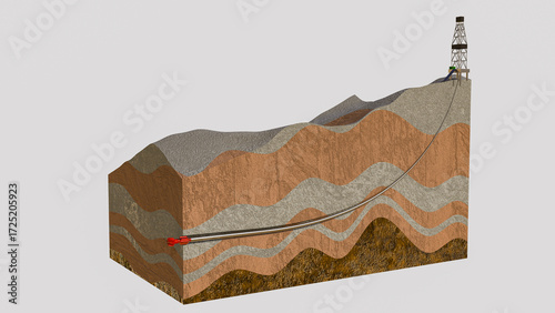 Fotografie Horizontal directional drilling 3D illustration