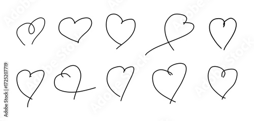 Hand Drawn Heart Shapes Transparent PNG Set