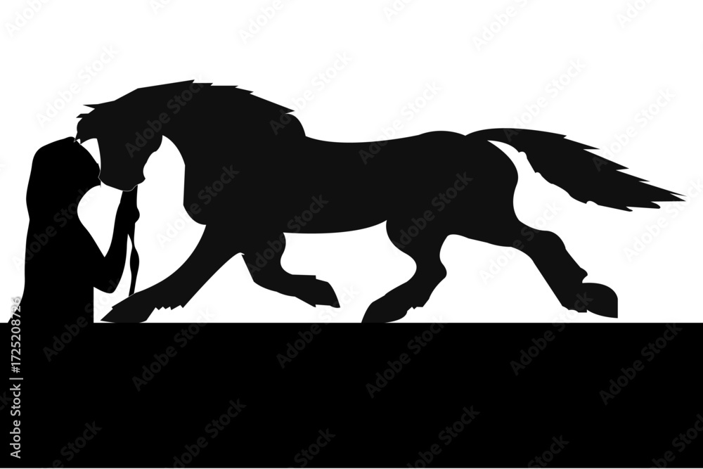 Obraz premium Girl and hourse