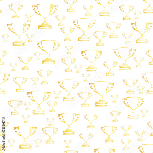 Gold Trophy Pattern Background With Repeating Award Trophies For Celebration And Victory
