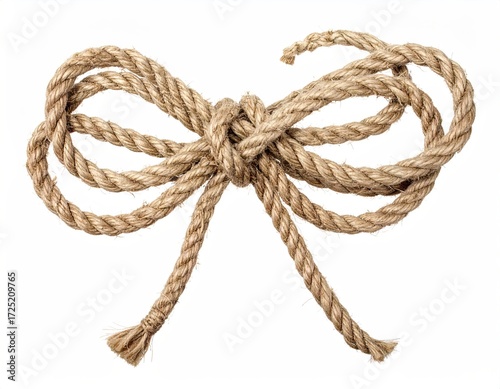 Beige Rope Bow Knot Isolated on White Background