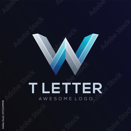 W letter colorful logo illustration