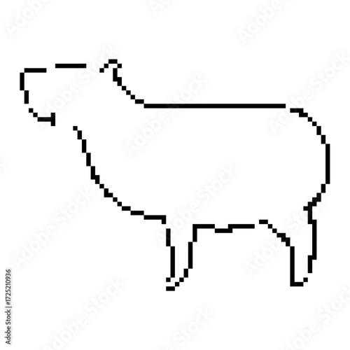 capybara pixel icon, 8-bit. Isolated vector illustration.