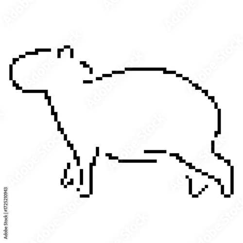 capybara pixel icon, 8-bit. Isolated vector illustration.