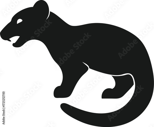   Silhouette of a fossa, rare predator