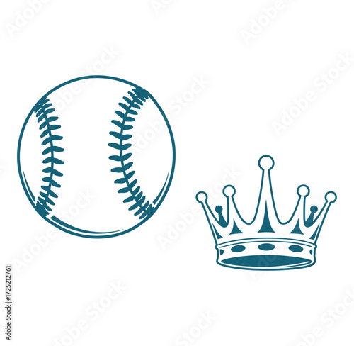 Baseball emblem featuring a royal crown symbolizing championship and athletic superiority