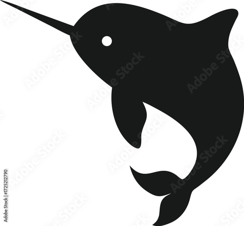   Minimal silhouette of a narwhal,