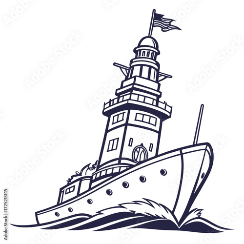 Illustration of a lighthouse ship the lighthouse ship is a ship that acts as a lighthouse it is used in waters that are too deep or otherwise unsuitable for lighthouse construction
