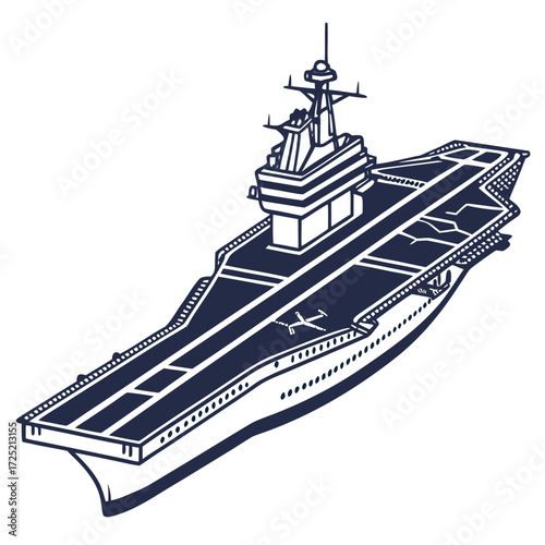 Illustration of a formidable aircraft carrier, , showcasing its impressive size and power, perfect for military or navalthemed projects