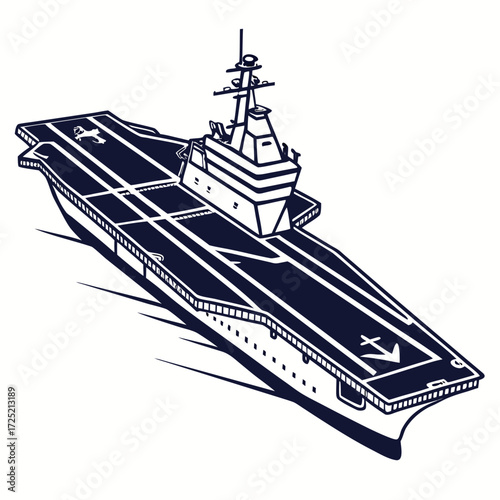 Illustration of a modern aircraft carrier, , showcasing its impressive size and power, perfect for military or navalthemed projects