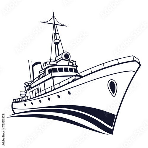 Illustration of a sleek motor yacht cruising through the water, , embodying luxury, speed, and modern maritime design, perfect for upscale travel