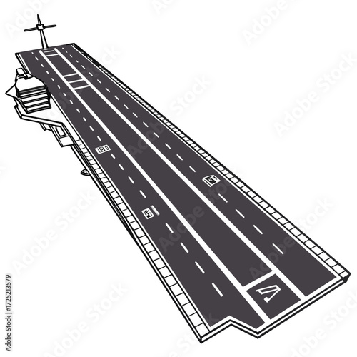 Illustration of an aircraft carrier, showcasing its expansive flight deck designed for launching and recovering fixedwing aircraft, crucial for naval aviation operations