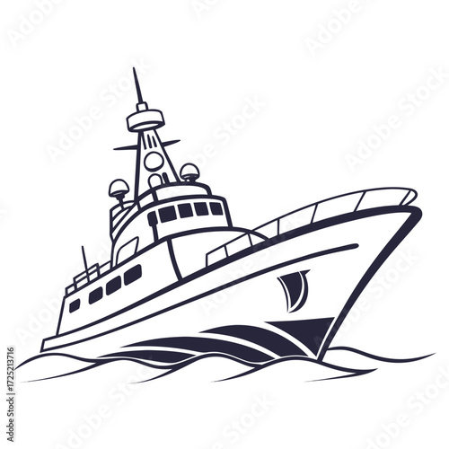 Vector art of a luxurious yacht glides gracefully across the water, its elegant design and powerful engines embodying the spirit of adventure and freedom, a symbol of wealth