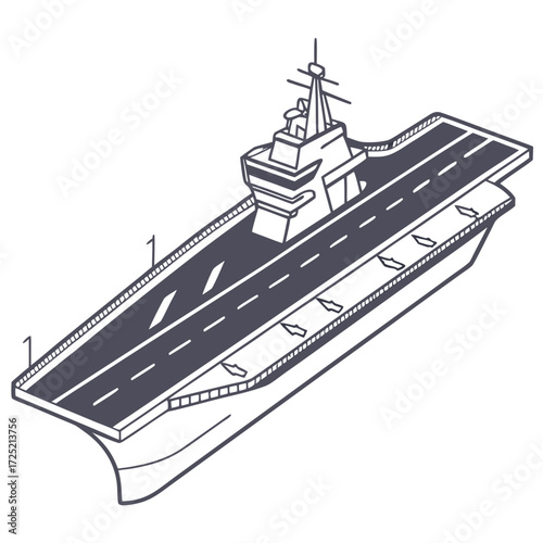 black and white warship isometric view clip art preview