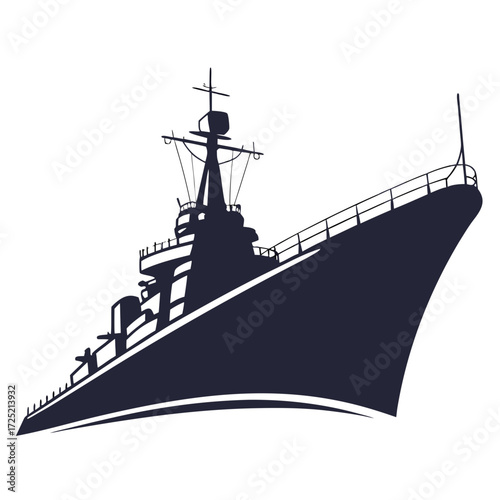 Vector art of silhouette of a navy warship, a powerful symbol of maritime strength, naval defense, and military might in vector format for graphic design projects