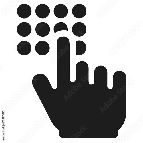 Finger Pressing Button on a Numeric Keypad Icon silhouett futuristic silhouette vector icon