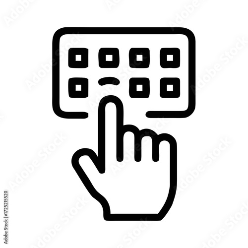 Finger Pressing Button on a Numeric Keypad Outline Icon silhouett futuristic silhouette vector icon