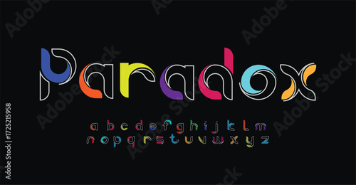 Creative alphabet multi-colored font, for your logo design, bright colorful letters A, B, C, D, E, F, G, H, I, J, K, L, M, N, O, P, Q, R, S, T, U, V, W, X, Y, Z, vector illustration 10EPS.

