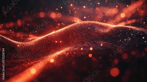 Abstract Red Particle Wave: A Digital Art