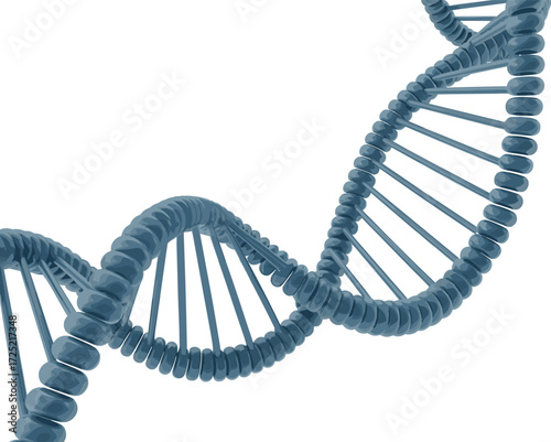 DNA double helix structure 3D rendering, genetic molecule with nucleotide pairs, biotechnology and molecular biology concept illustration for science, research, and medical visuals
